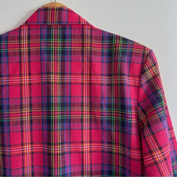Vintage Ziba Vibrant Pink Plaid Blazer - Picture 9 of 13